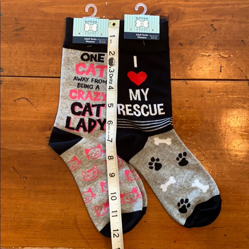 2 PAIR FUN SOCKS |  CRAZY CAT LADY |  ❤️ MY RESCUE - Picture 5 of 9
